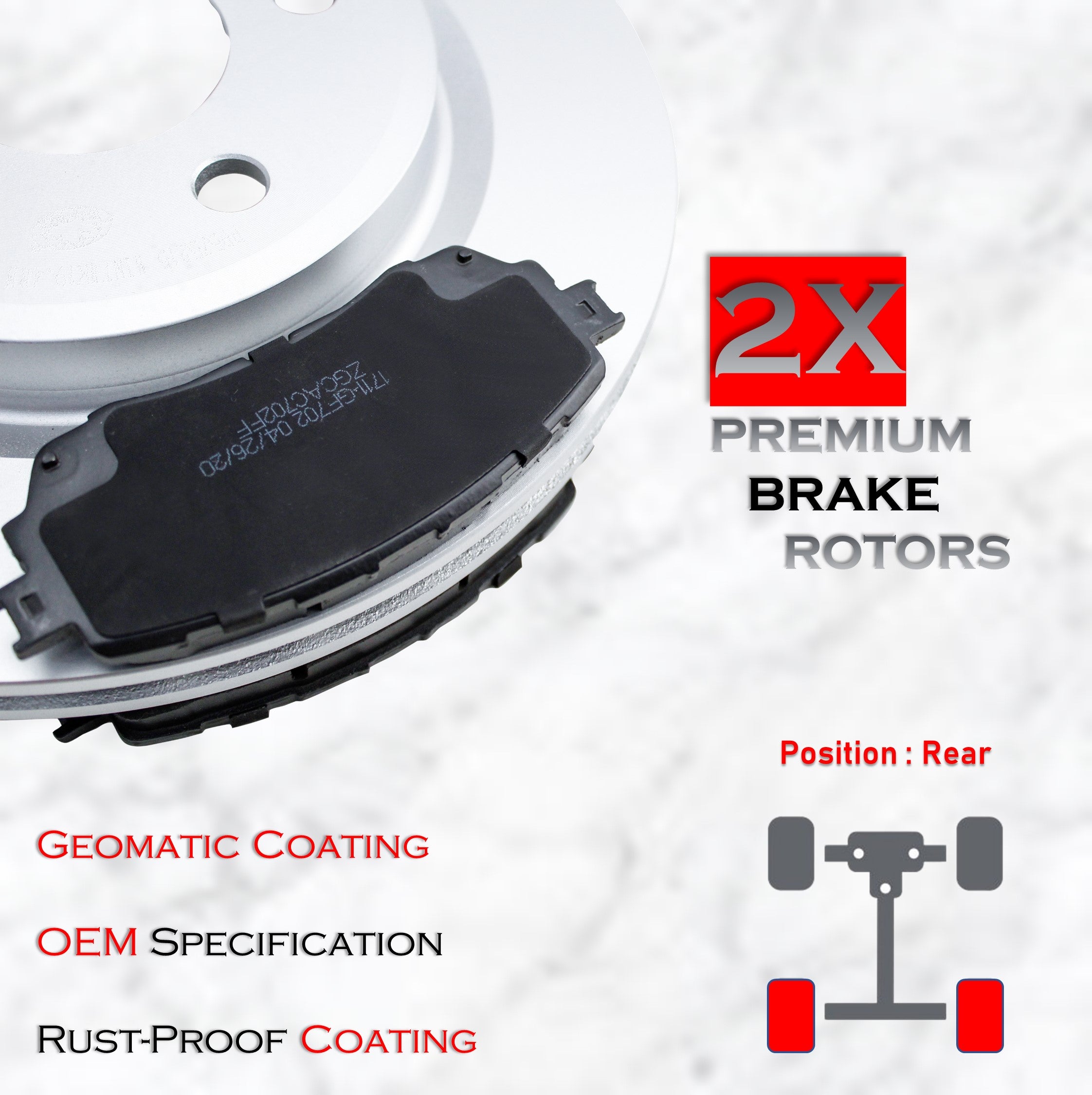 Rear Premium Brake Pads & Coated Rotors For Dodge Caravan Journey Volkswagen Routan Chrysler Town & Country