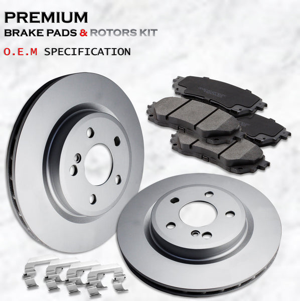 Front and Rear Premium Brake Pads & Coated Rotors For Acura TLX 2015-2019