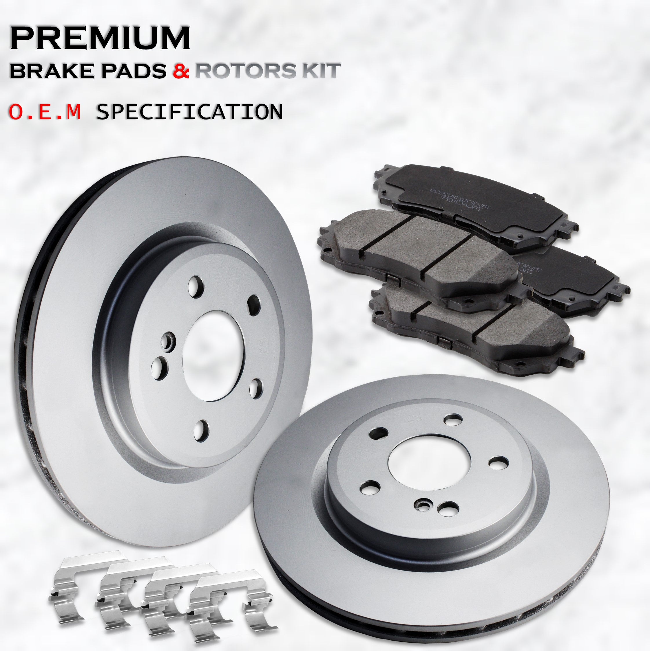 Rear Premium Brake Pads & Coated Rotors For Dodge Caravan Journey Volkswagen Routan Chrysler Town & Country